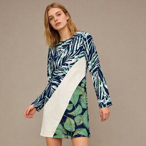 NWOT BCBG MaxAzria Tilli Printed A-Line Dress Size S Long Sleeve